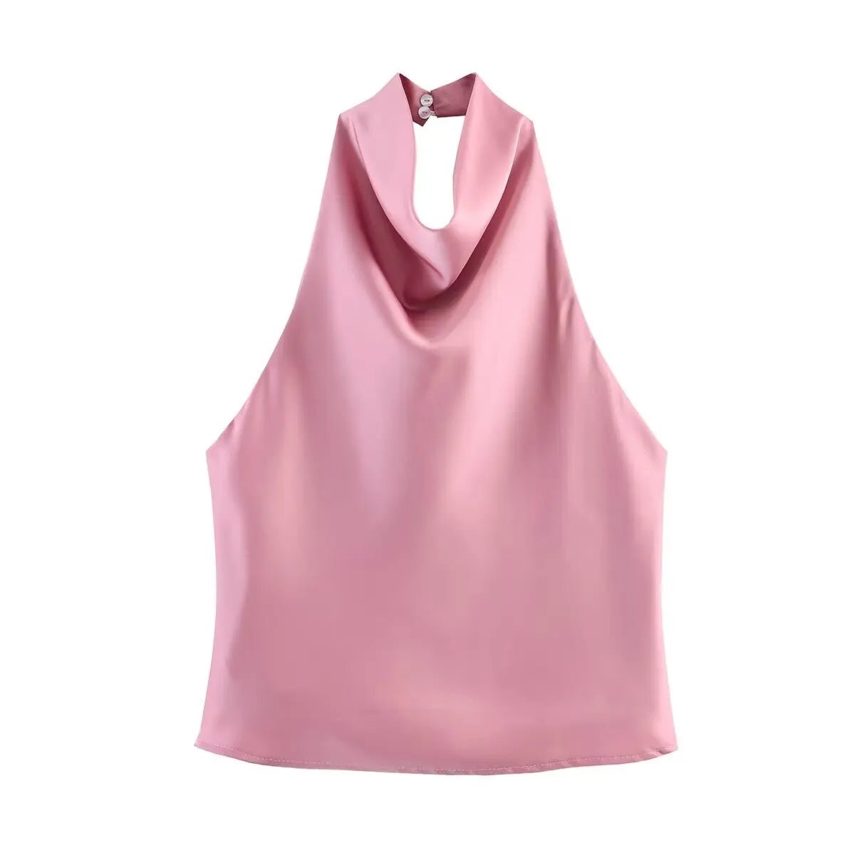 Women's Halter Tops Fashion Satin Sexy Backless Top Summer Woman Sleeveless Tops Female Chic Tops - Clothesfassion.store