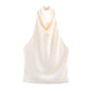 Women's Halter Tops Fashion Satin Sexy Backless Top Summer Woman Sleeveless Tops Female Chic Tops - Clothesfassion.store