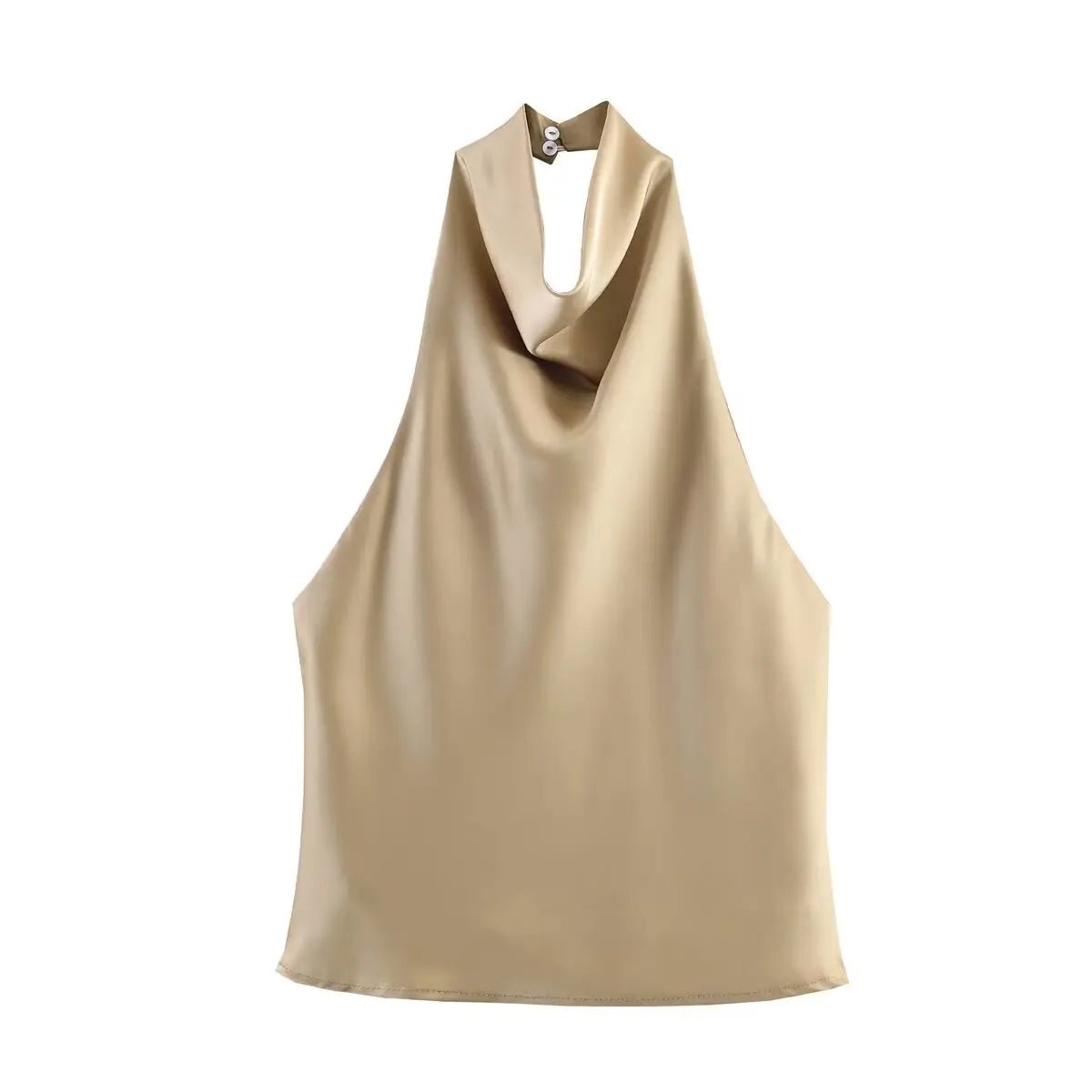 Women's Halter Tops Fashion Satin Sexy Backless Top Summer Woman Sleeveless Tops Female Chic Tops - Clothesfassion.store