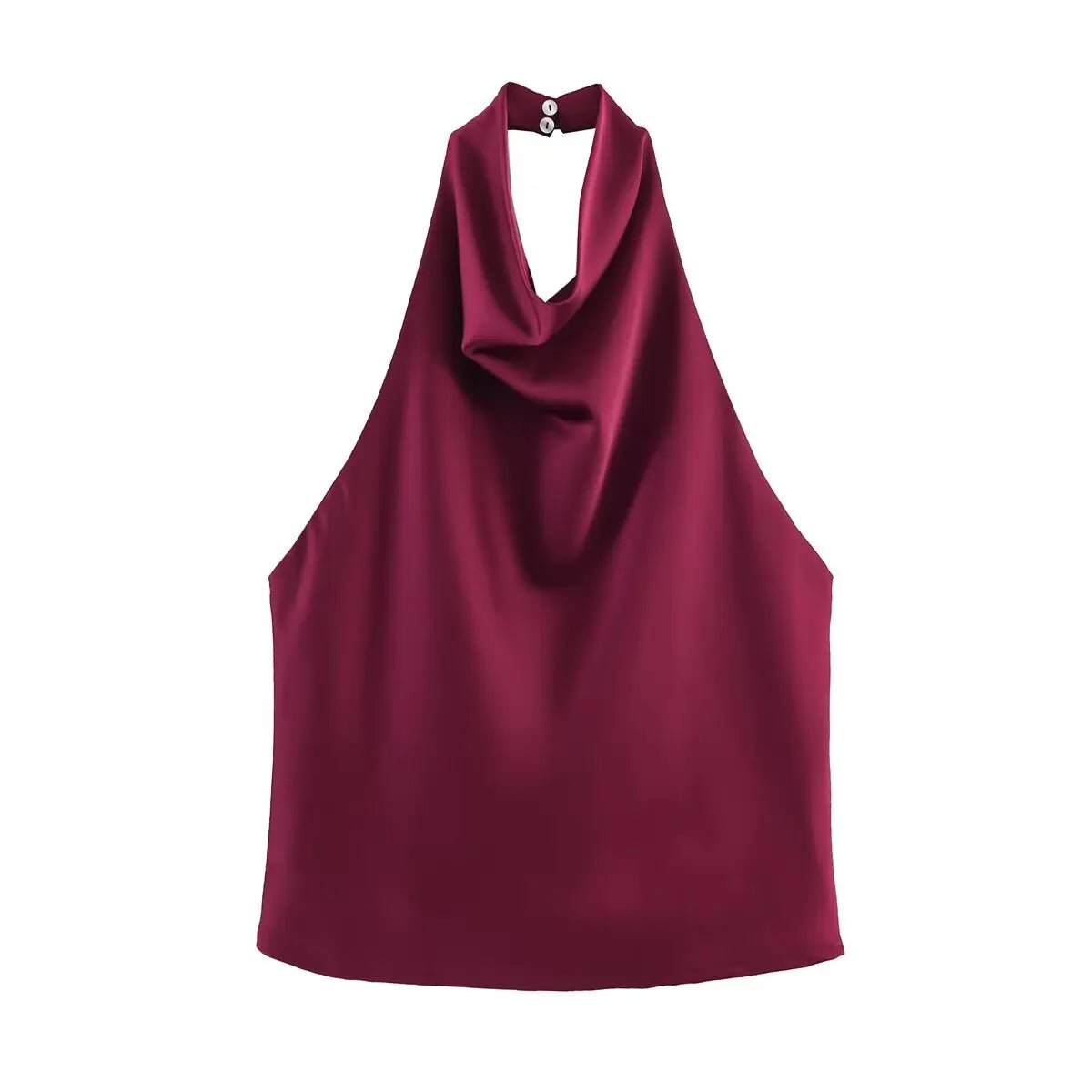 Women's Halter Tops Fashion Satin Sexy Backless Top Summer Woman Sleeveless Tops Female Chic Tops - Clothesfassion.store