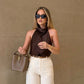 Women's Halter Tops Fashion Satin Sexy Backless Top Summer Woman Sleeveless Tops Female Chic Tops - Clothesfassion.store