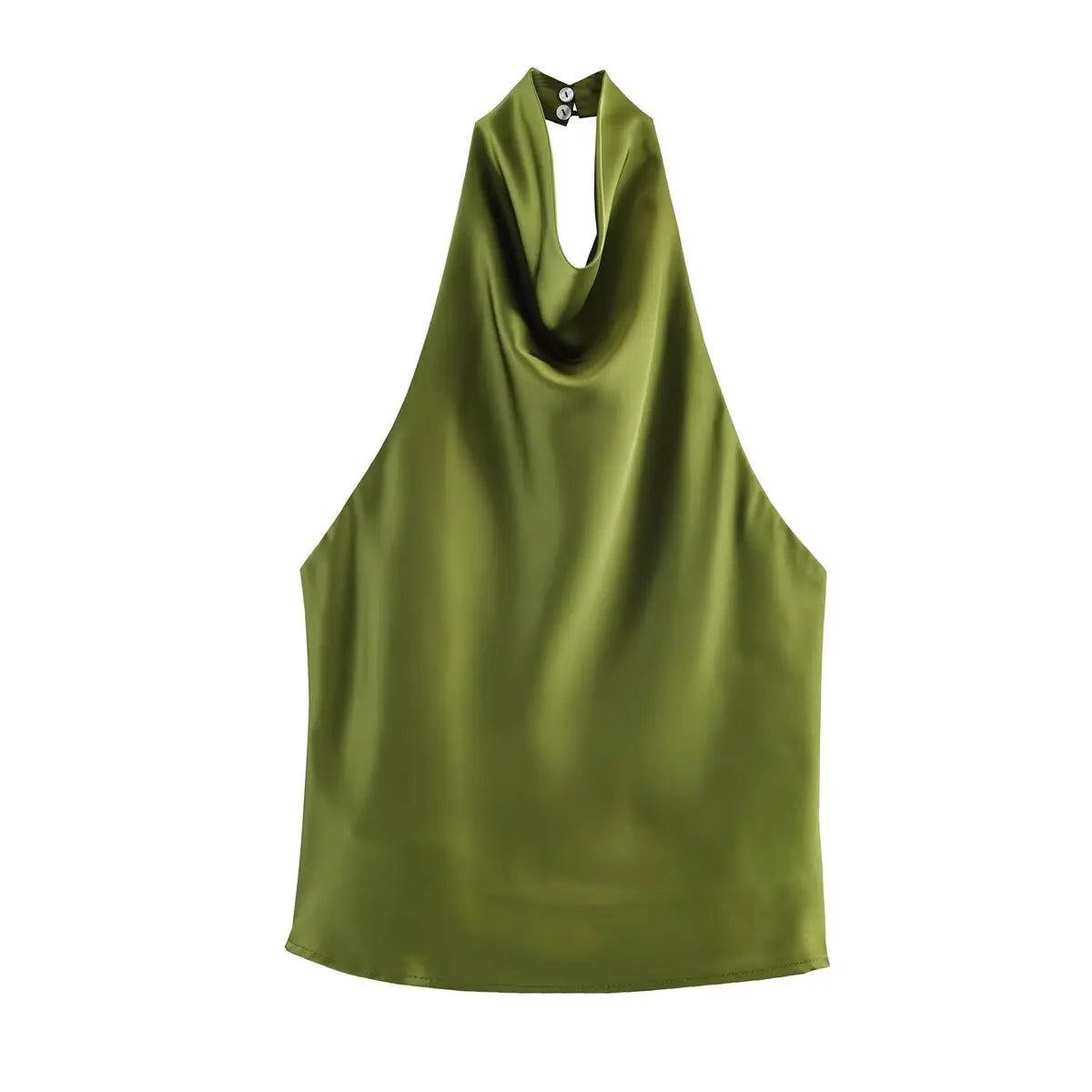 Women's Halter Tops Fashion Satin Sexy Backless Top Summer Woman Sleeveless Tops Female Chic Tops - Clothesfassion.store