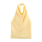 Women's Halter Tops Fashion Satin Sexy Backless Top Summer Woman Sleeveless Tops Female Chic Tops - Clothesfassion.store