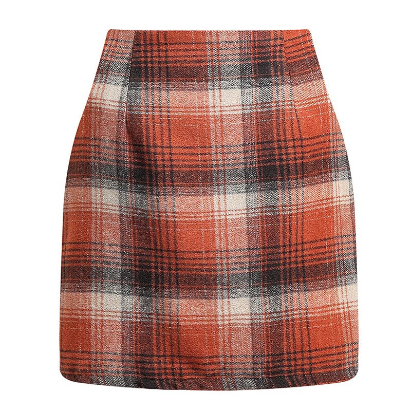 Womens High Waist Plaid Skirt Bodycon Pencil Mini Skirts - Clothesfassion.store