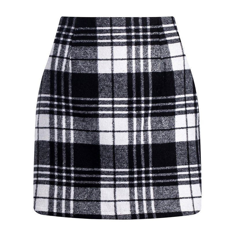 Womens High Waist Plaid Skirt Bodycon Pencil Mini Skirts - Clothesfassion.store