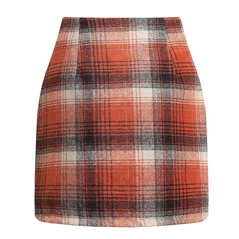 Womens High Waist Plaid Skirt Bodycon Pencil Mini Skirts - Clothesfassion.store