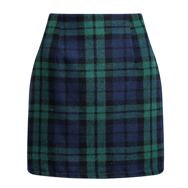 Womens High Waist Plaid Skirt Bodycon Pencil Mini Skirts - Clothesfassion.store