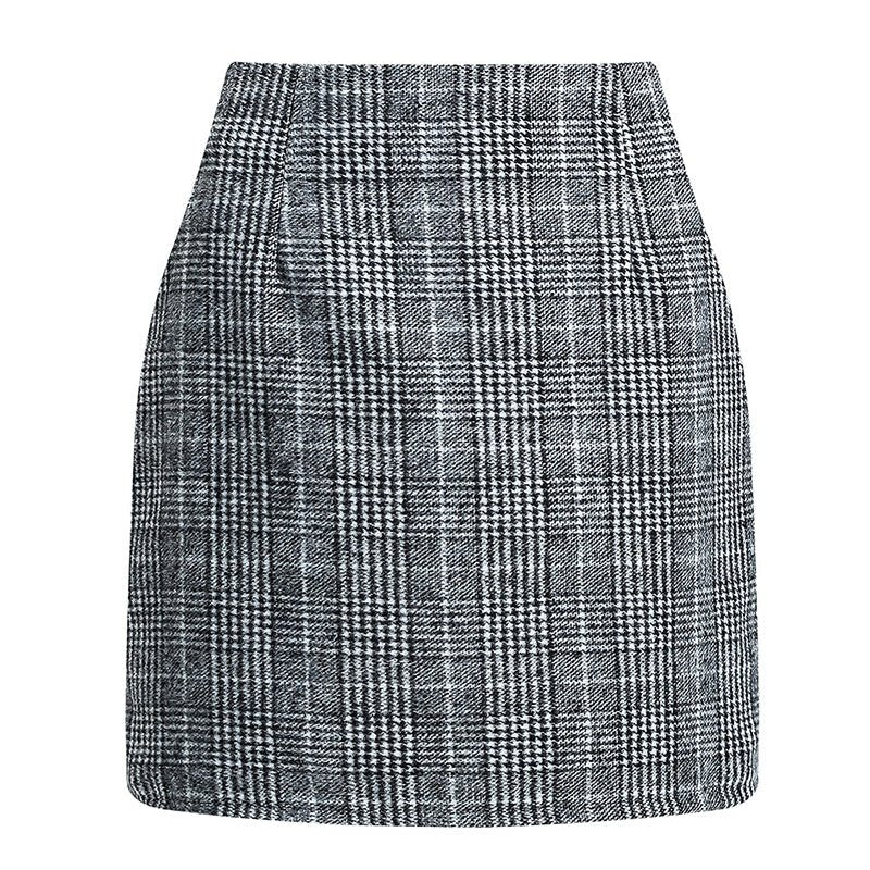 Womens High Waist Plaid Skirt Bodycon Pencil Mini Skirts - Clothesfassion.store