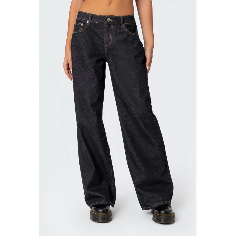 Women's High Waist Wide Leg Mopping Jeans - Clothesfassion.store