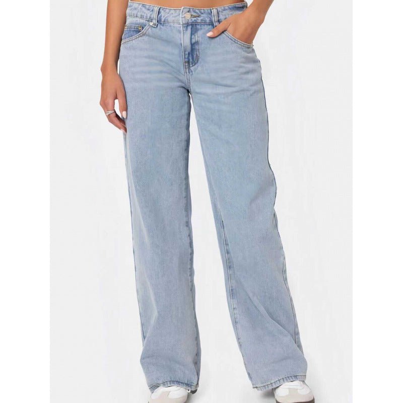 Women's High Waist Wide Leg Mopping Jeans - Clothesfassion.store