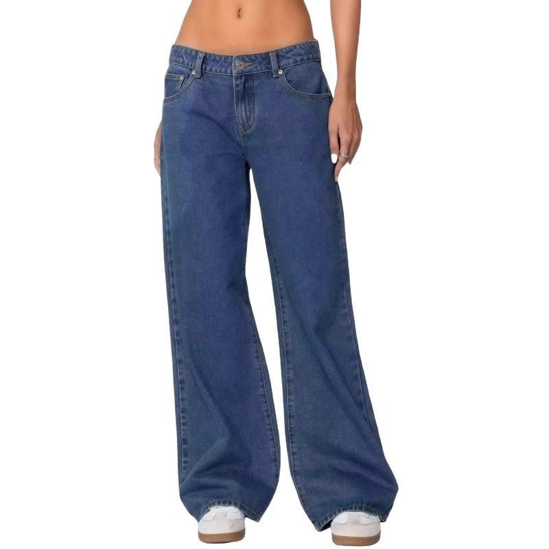 Women's High Waist Wide Leg Mopping Jeans - Clothesfassion.store