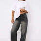 Women's High Waist Wide Leg Mopping Jeans - Clothesfassion.store