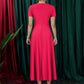Women's Large Size Dresses Casual Fashion Elegant Matching Dress Simple Solid Round Neck Short Sleeve Pocket Big Swing Dress 6XL - Clothesfassion.store