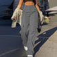 Women's Loose Cargo Pants High Waist Wide Leg Solid Color Full Length Trousers With Pockets Casual All Seasons Long Pantalones - Clothesfassion.store