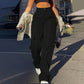 Women's Loose Cargo Pants High Waist Wide Leg Solid Color Full Length Trousers With Pockets Casual All Seasons Long Pantalones - Clothesfassion.store