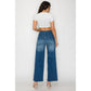 Women's Medium Blue Elastic Waist Jeans - Wide Leg Casual Denim - Clothesfassion.store