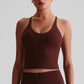 Women's Nude Yoga Wear Sexy Crossover Back Top Detachable Chest Pads Breathable Quick - drying Athletic Fitness Running Clothes - Clothesfassion.store