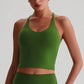 Women's Nude Yoga Wear Sexy Crossover Back Top Detachable Chest Pads Breathable Quick - drying Athletic Fitness Running Clothes - Clothesfassion.store