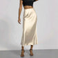 Women's Slim Fit Satin Skirt Fashion Chic Solid Long Skirt - Clothesfassion.store