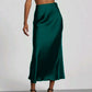 Women's Slim Fit Satin Skirt Fashion Chic Solid Long Skirt - Clothesfassion.store