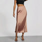 Women's Slim Fit Satin Skirt Fashion Chic Solid Long Skirt - Clothesfassion.store