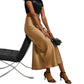 Women's Slim Fit Satin Skirt Fashion Chic Solid Long Skirt - Clothesfassion.store