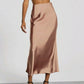 Women's Slim Fit Satin Skirt Fashion Chic Solid Long Skirt - Clothesfassion.store