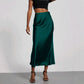 Women's Slim Fit Satin Skirt Fashion Chic Solid Long Skirt - Clothesfassion.store