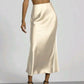Women's Slim Fit Satin Skirt Fashion Chic Solid Long Skirt - Clothesfassion.store
