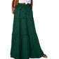 Women's Spring Autumn New Long Skirt Solid Color Fashionable Mushroom Layered Skirt High Waist Elastic Ruffle Skirt - Clothesfassion.store