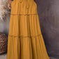 Women's Spring Autumn New Long Skirt Solid Color Fashionable Mushroom Layered Skirt High Waist Elastic Ruffle Skirt - Clothesfassion.store