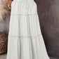 Women's Spring Autumn New Long Skirt Solid Color Fashionable Mushroom Layered Skirt High Waist Elastic Ruffle Skirt - Clothesfassion.store