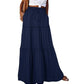 Women's Spring Autumn New Long Skirt Solid Color Fashionable Mushroom Layered Skirt High Waist Elastic Ruffle Skirt - Clothesfassion.store
