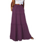 Women's Spring Autumn New Long Skirt Solid Color Fashionable Mushroom Layered Skirt High Waist Elastic Ruffle Skirt - Clothesfassion.store