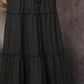 Women's Spring Autumn New Long Skirt Solid Color Fashionable Mushroom Layered Skirt High Waist Elastic Ruffle Skirt - Clothesfassion.store