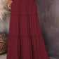Women's Spring Autumn New Long Skirt Solid Color Fashionable Mushroom Layered Skirt High Waist Elastic Ruffle Skirt - Clothesfassion.store