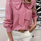 Women's Spring Casual Checkered Print Shirt Autumn Fashion Bow Tie Lace - up Long Sleeve Tops Lady Elegant Stacked Collar Blouses - Clothesfassion.store