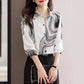 Women's Spring Clothing 2025 New Design Niche Printed Chiffon Fashionable Small Shirt Long Sleeve Top - Clothesfassion.store