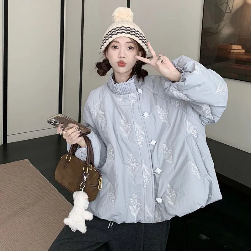 Women's Spring Coat Vintage Embroidered Cotton Coat Women Autumn Winter New Loose Slim Button Cardigan Jacket Outerwear - Clothesfassion.store