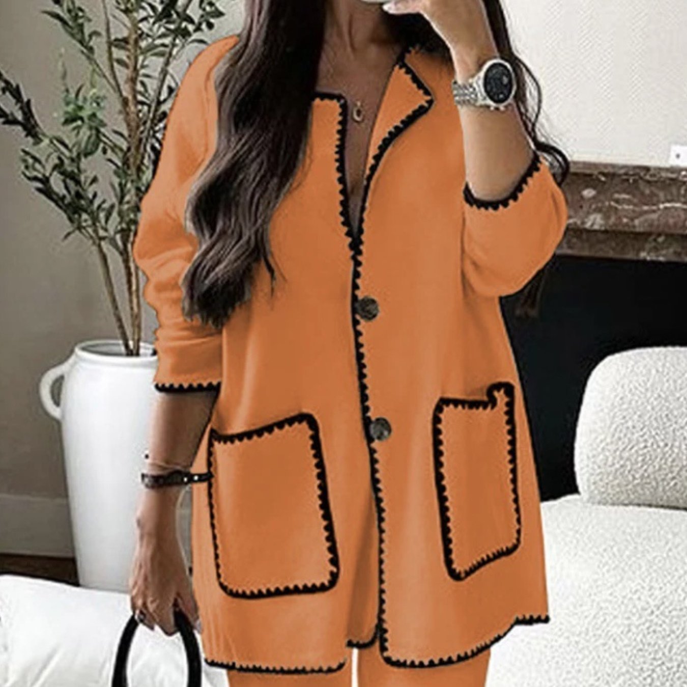 Women's Suit Fashion Casual Loose Solid Color Two - piece Set - Clothesfassion.store