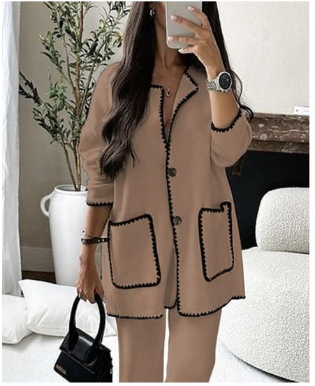 Women's Suit Fashion Casual Loose Solid Color Two - piece Set - Clothesfassion.store