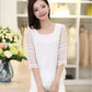 Womens Tops Fashion Blouse Half Sleeve Chiffon Shirts Lace Stitching - Clothesfassion.store