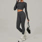 Women's Yoga Sets Sports Fitness High Waist Peach Hip Skinny Grinding Long - sleeved Outdoor Running Winter Workout Gym Suits - Clothesfassion.store