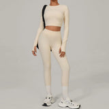 Women's Yoga Sets Sports Fitness High Waist Peach Hip Skinny Grinding Long - sleeved Outdoor Running Winter Workout Gym Suits - Clothesfassion.store