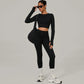 Women's Yoga Sets Sports Fitness High Waist Peach Hip Skinny Grinding Long - sleeved Outdoor Running Winter Workout Gym Suits - Clothesfassion.store