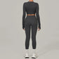 Women's Yoga Sets Sports Fitness High Waist Peach Hip Skinny Grinding Long - sleeved Outdoor Running Winter Workout Gym Suits - Clothesfassion.store