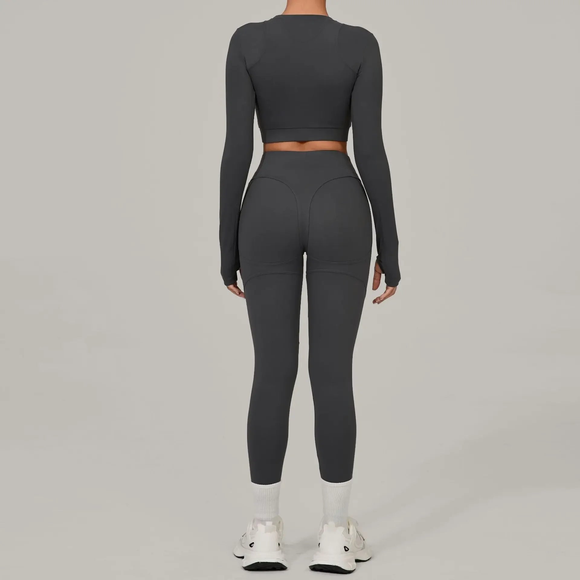 Women's Yoga Sets Sports Fitness High Waist Peach Hip Skinny Grinding Long - sleeved Outdoor Running Winter Workout Gym Suits - Clothesfassion.store
