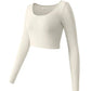 Women's Yoga Top Long Sleeved Round Neck Sports Wear Fitness Running Seamless Gym Woman Sport Shirt Female Workout Tops T-shirt - Clothesfassion.store