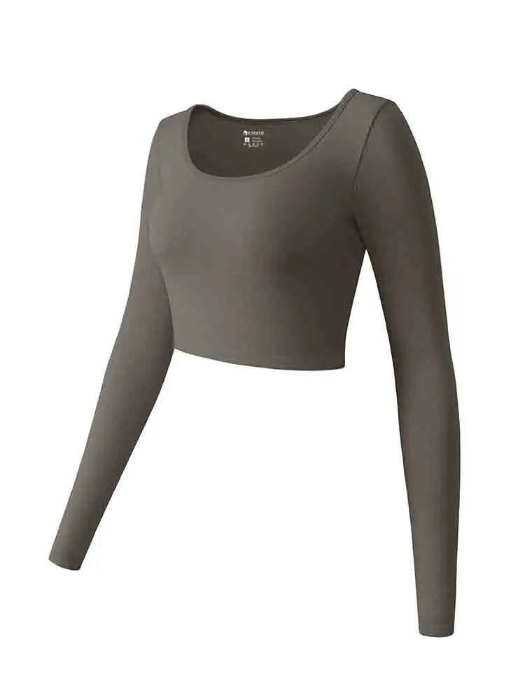 Women's Yoga Top Long Sleeved Round Neck Sports Wear Fitness Running Seamless Gym Woman Sport Shirt Female Workout Tops T-shirt - Clothesfassion.store