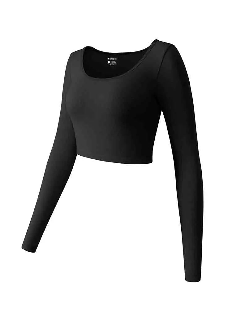 Women's Yoga Top Long Sleeved Round Neck Sports Wear Fitness Running Seamless Gym Woman Sport Shirt Female Workout Tops T-shirt - Clothesfassion.store